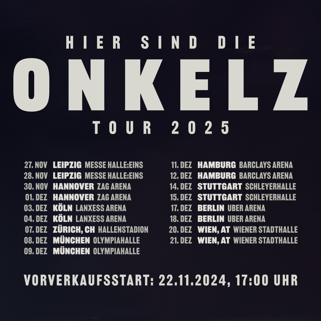 Böhse Onkelz Hier sind die Onkelz Tourposter 2026